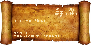 Szinger Ugor névjegykártya